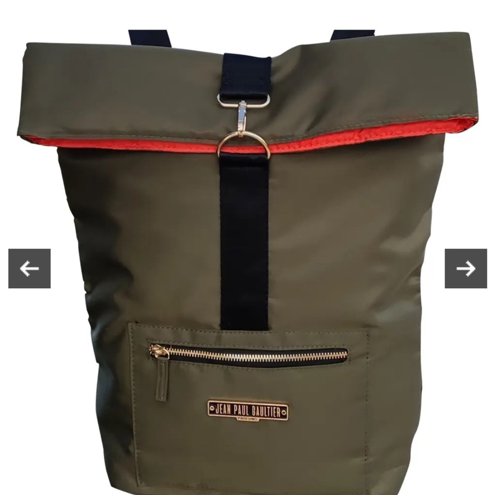 Jean Paul Gaultier Khaki and Red Backpack
